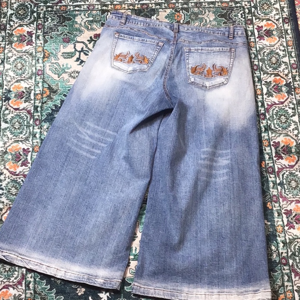 VTG 🐎 L.A. Blues ‘Gaucho Stretch’ Distressed Embroidered Capri Jeans Sz.14 - Picture 16 of 16